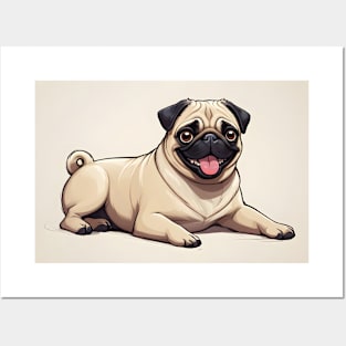Smiling Pug Dog Posters and Art